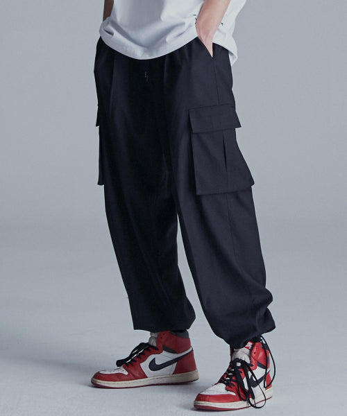 NOT4NERD Wide String Cargo Slacks Pants / 낫포너드 와이드 스트링 카고 슬랙스 팬츠