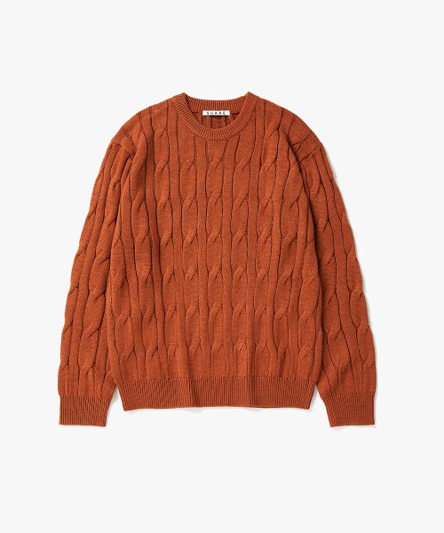 SUARE Washable Cable Round Knit / 수아레 워셔블 케이블 라운드 니트